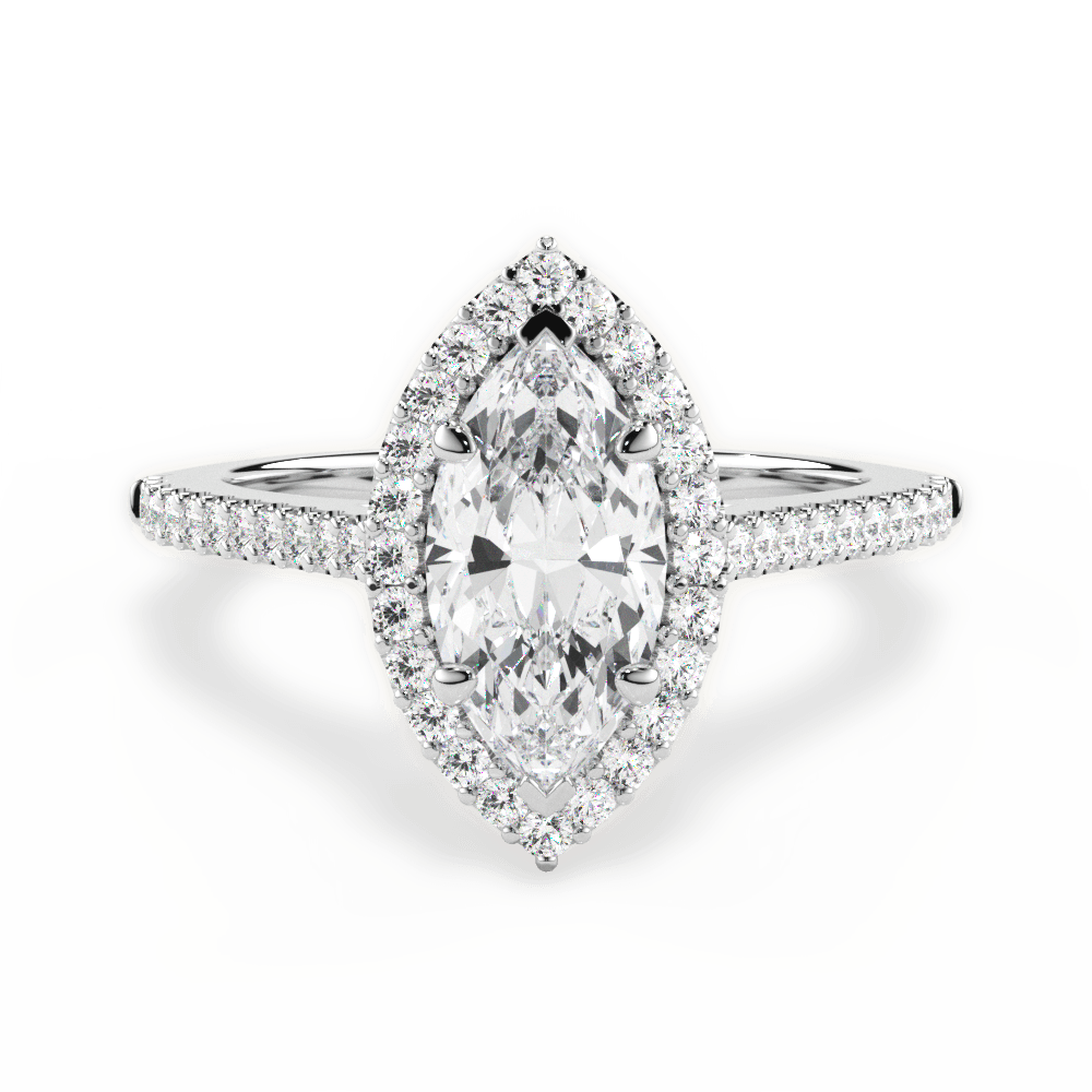 Jeanne Marquise Cut Lab Grown Diamond Platinum Engagement Ring