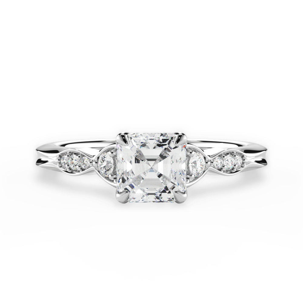 Cassie Asscher Cut Lab Grown Diamond 18Kt White Gold Engagement Ring