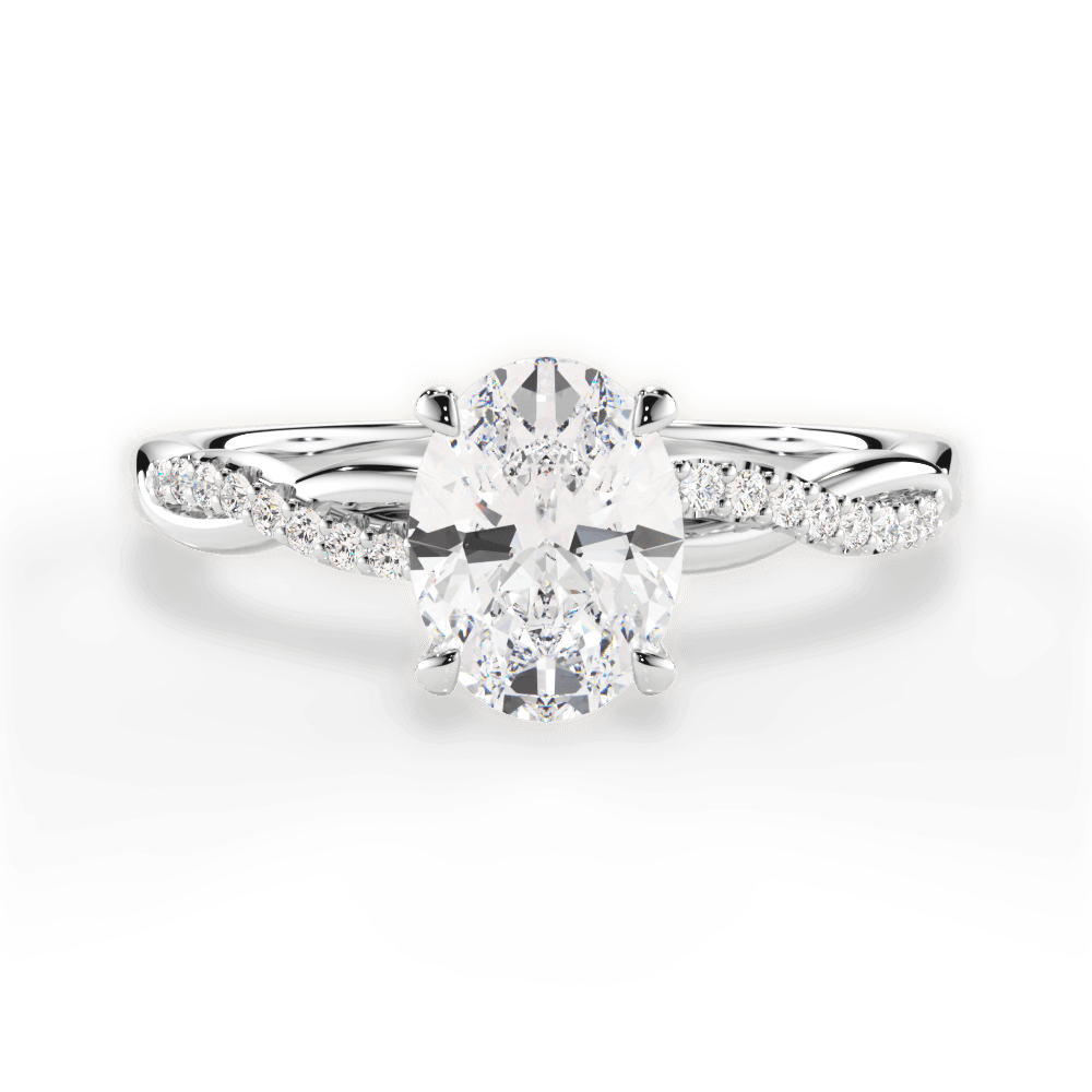 Charlotte Oval Cut Lab Grown Diamond 18Kt White Gold Engagement Ring