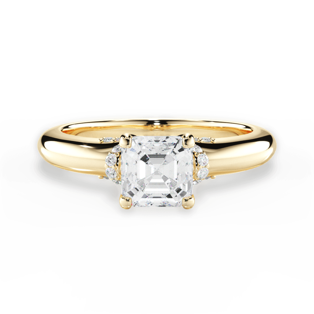 Florence Asscher Cut Lab Grown Diamond 18Kt Yellow Gold Engagement Ring