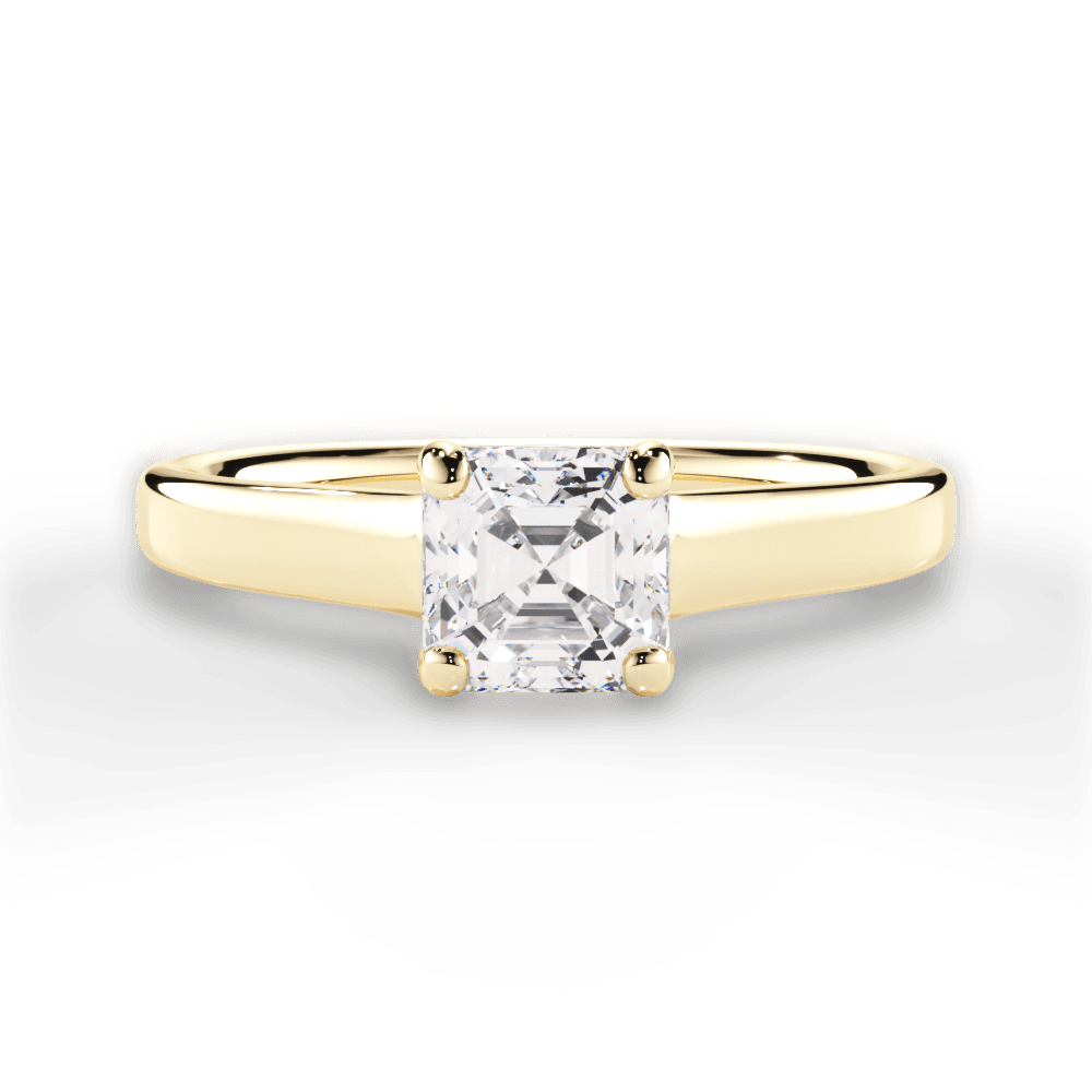 Ariana Asscher Cut Lab Grown Diamond 18Kt Yellow Gold Engagement Ring