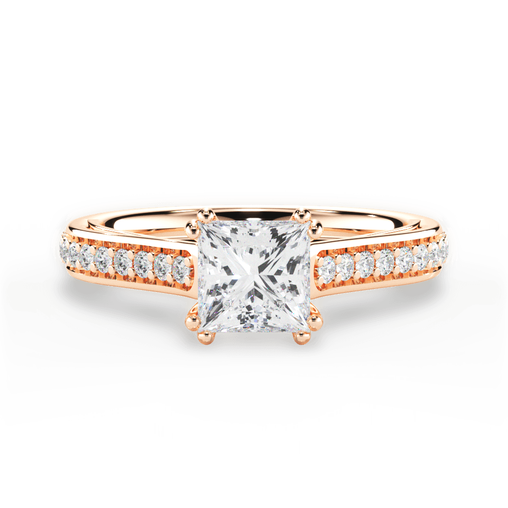 Deborah Princess Cut Lab Grown Diamond 18Kt Rose Gold Engagement Ring
