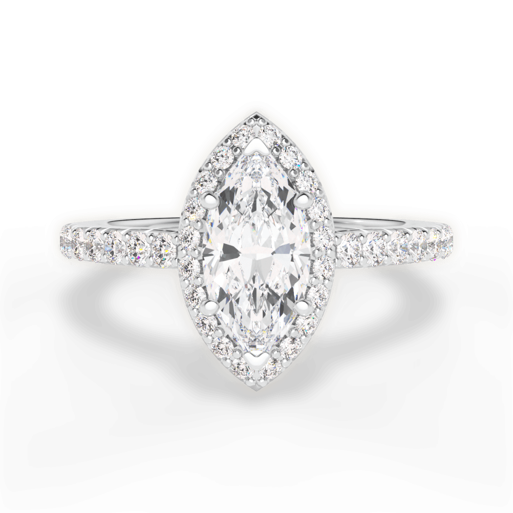 Kathleen Marquise Cut Lab Grown Diamond 14Kt White Gold Engagement Ring