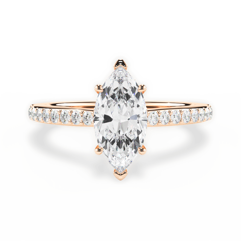 Joan Marquise Cut Lab Grown Diamond 18Kt Rose Gold Engagement Ring