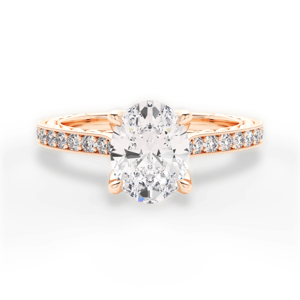 Gilda Oval Cut Lab Grown Diamond 18Kt Rose Gold Engagement Ring