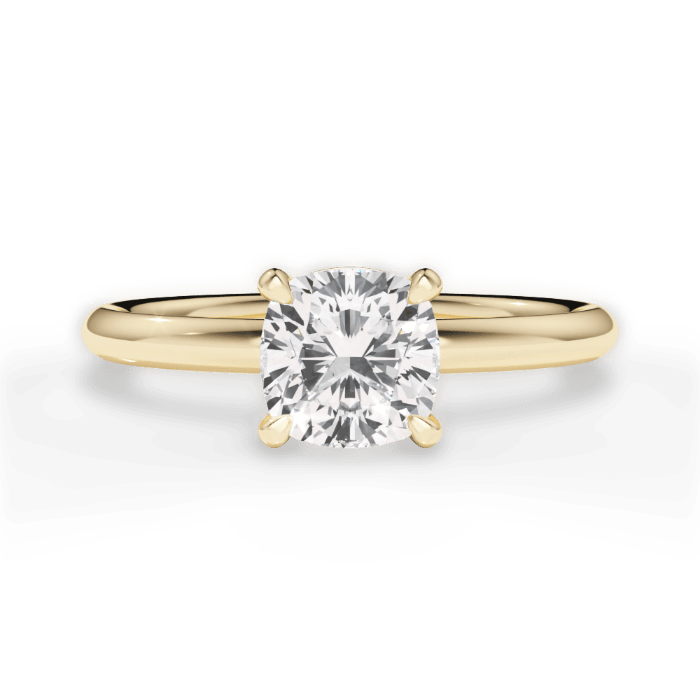 Brenda Cushion Cut Lab Grown Diamond 18Kt Yellow Gold Engagement Ring