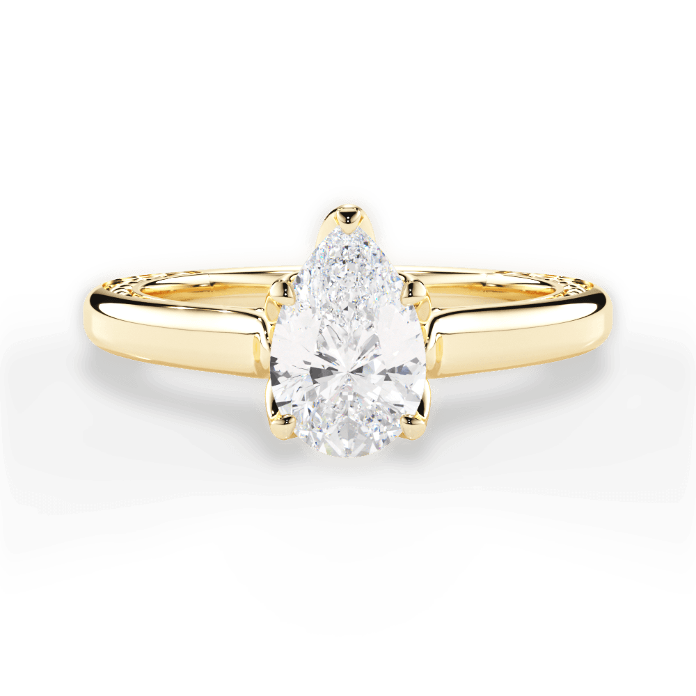 Carrie Pear Cut Lab Grown Diamond 18Kt Yellow Gold Engagement Ring