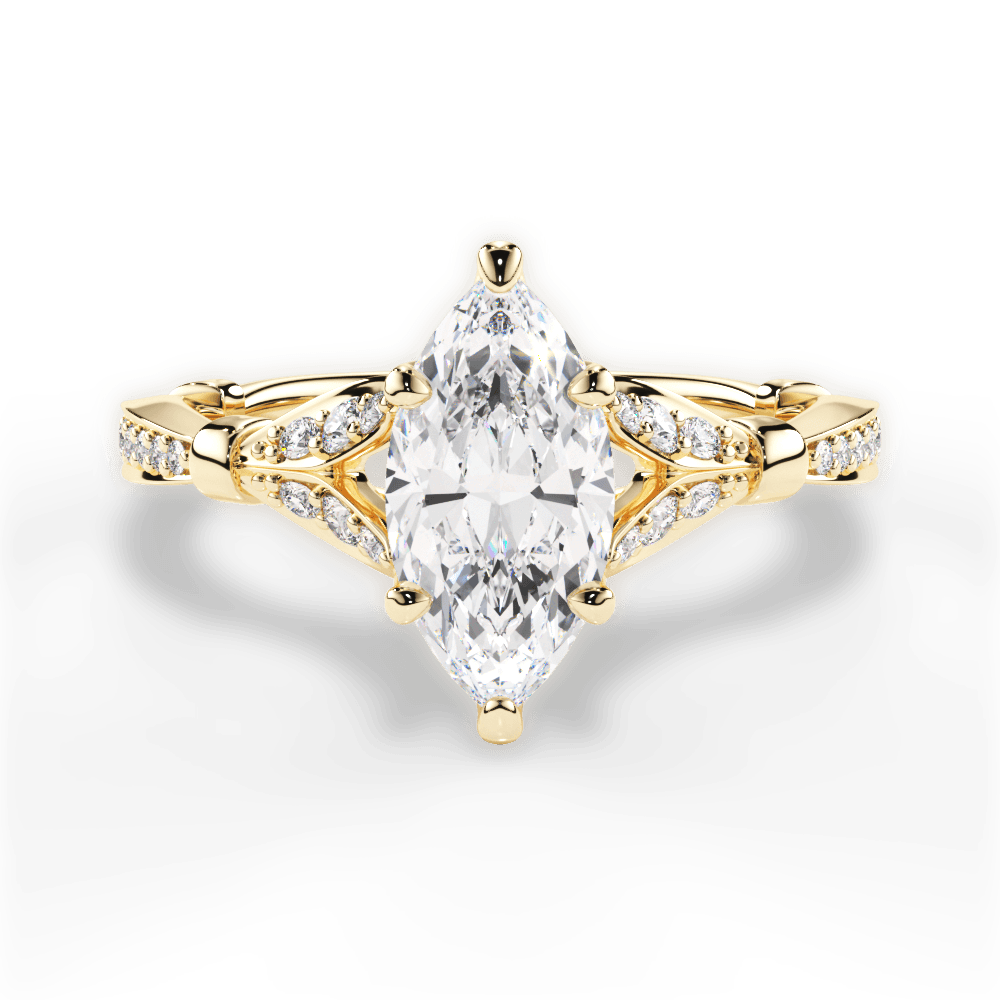 Geraldine Marquise Cut Lab Grown Diamond 18Kt Yellow Gold Engagement Ring