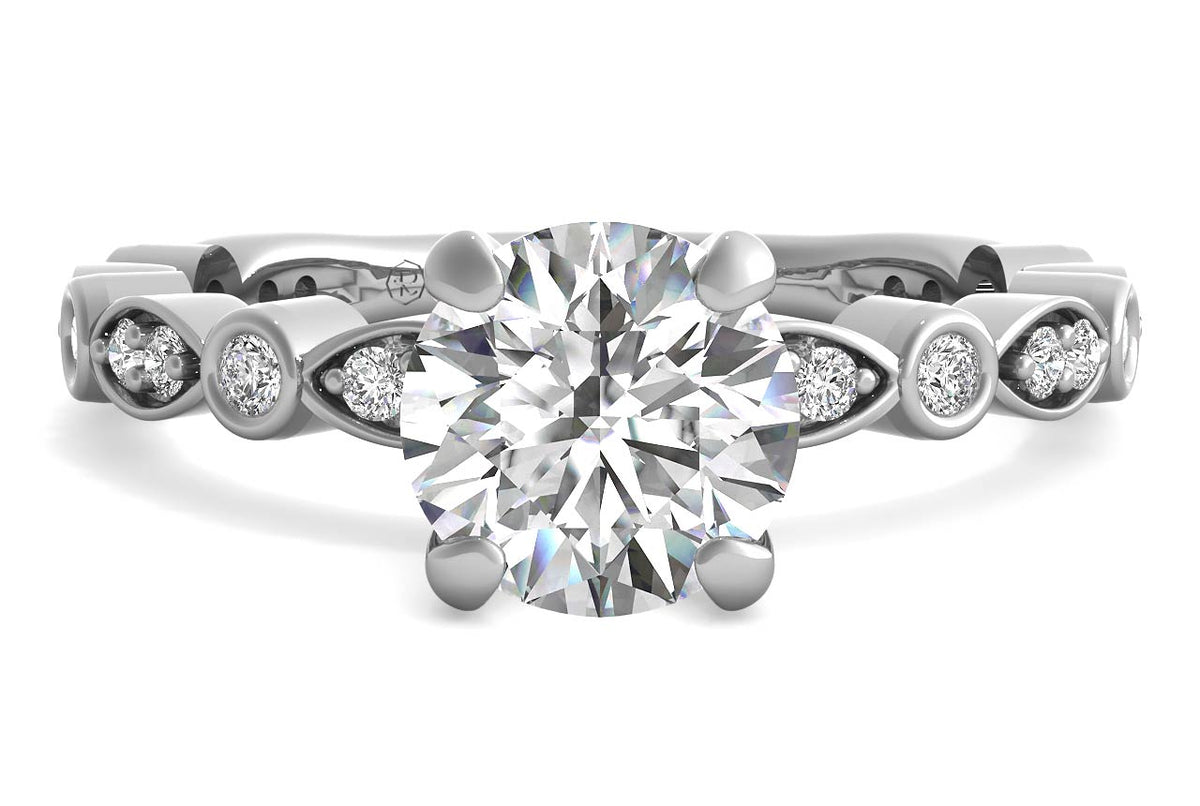 Eva Round Cut Lab Grown Diamond 14Kt White Gold Engagement Ring