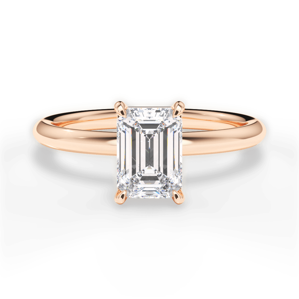 Brenda Emerald Cut Lab Grown Diamond 18Kt Rose Gold Engagement Ring