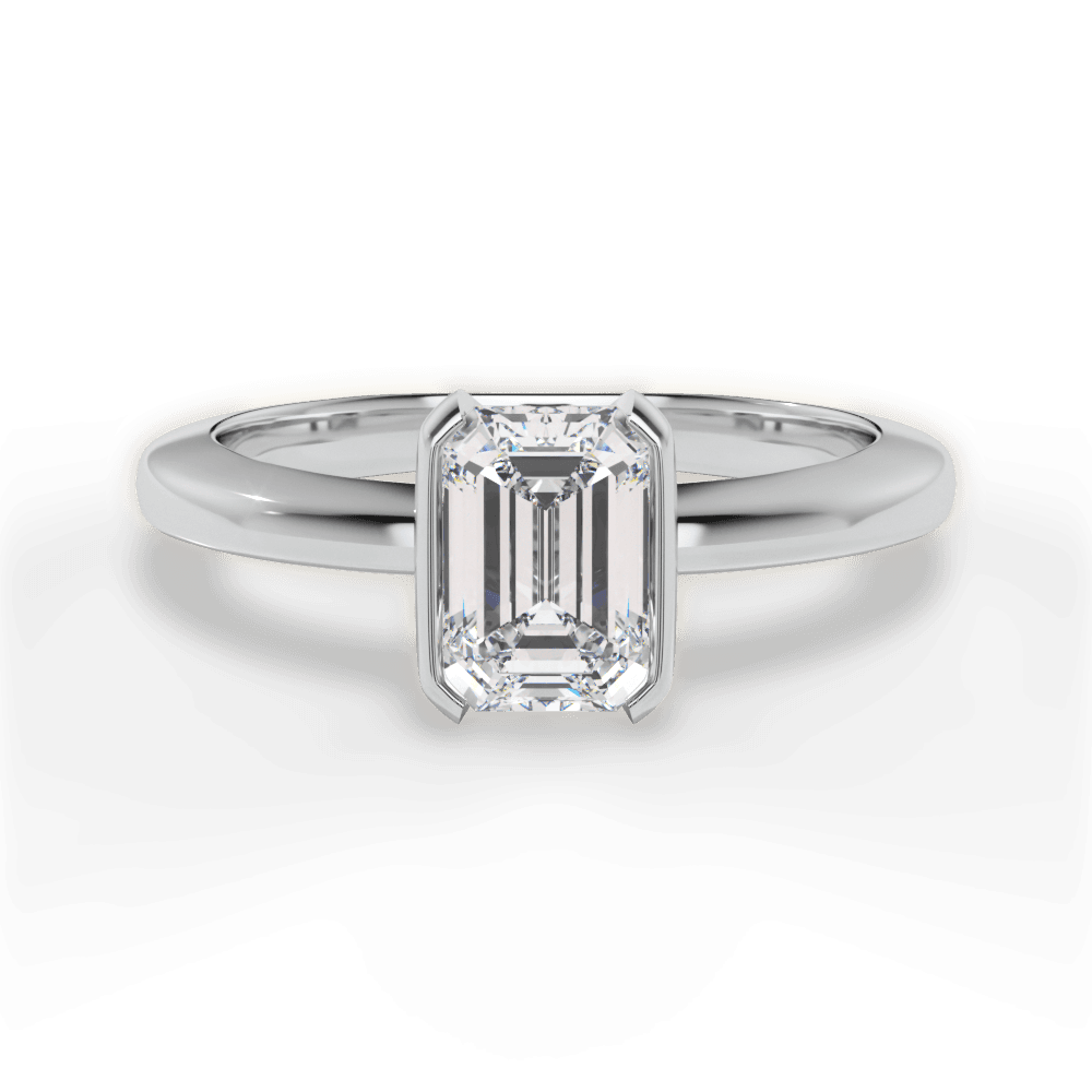 Bridget Emerald Cut Lab Grown Diamond 18Kt White Gold Engagement Ring