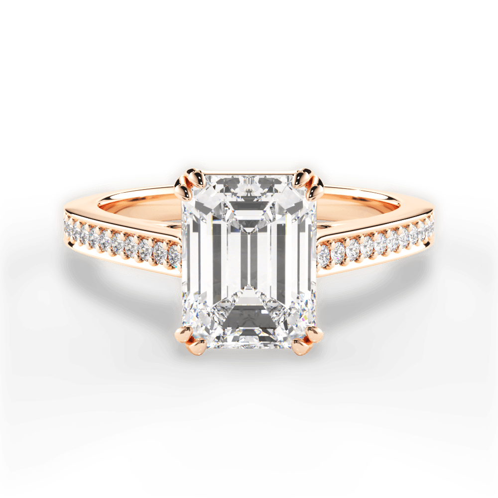 Denise Emerald Cut Lab Grown Diamond 18Kt Rose Gold Engagement Ring