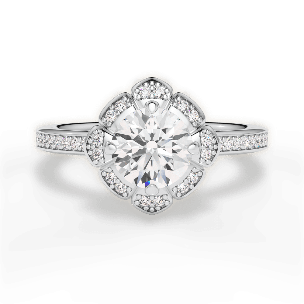 Hayley Round Cut Lab Grown Diamond Platinum Engagement Ring