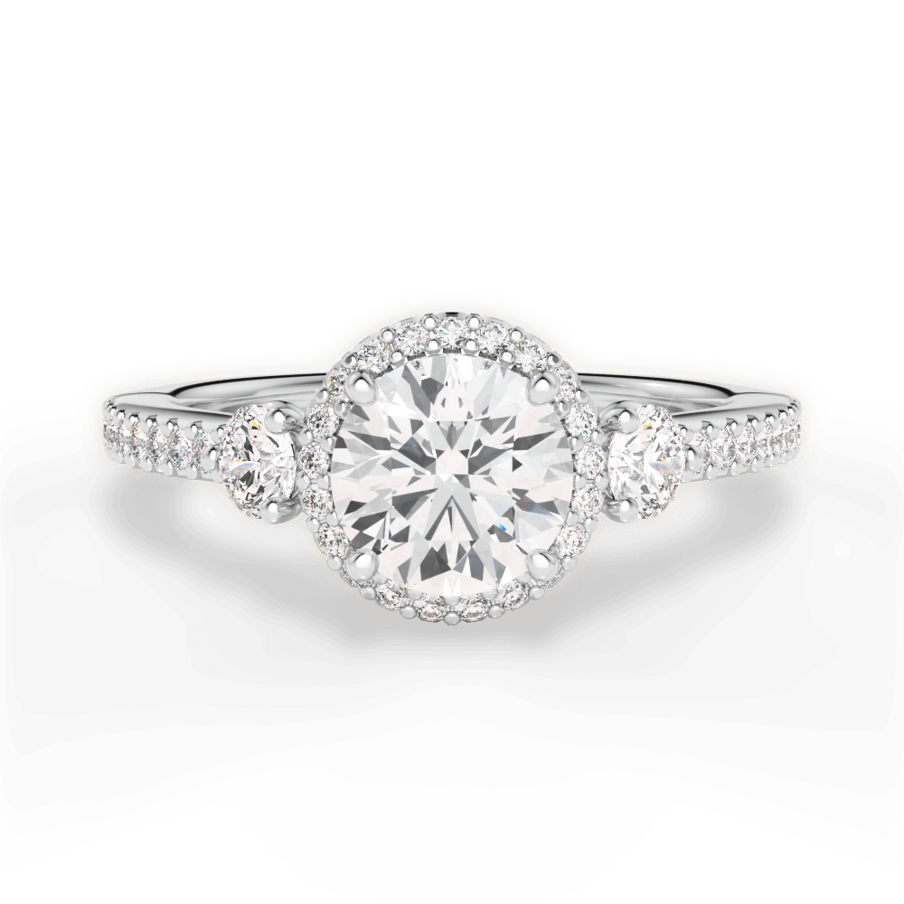 Julia Round Cut Lab Grown Diamond 14Kt White Gold Engagement Ring