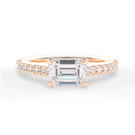 Diane Emerald Cut Lab Grown Diamond 18Kt Rose Gold Engagement Ring