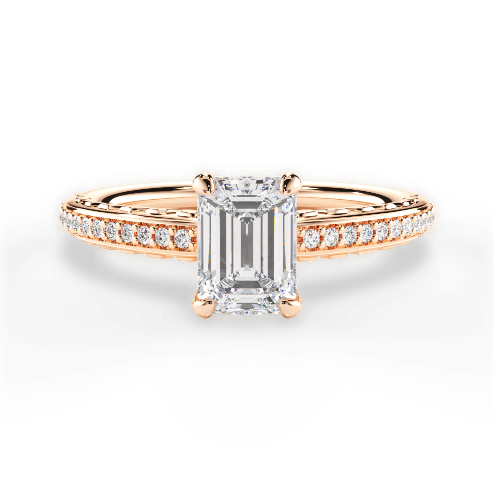 Caroline Emerald Cut Lab Grown Diamond 18Kt Rose Gold Engagement Ring