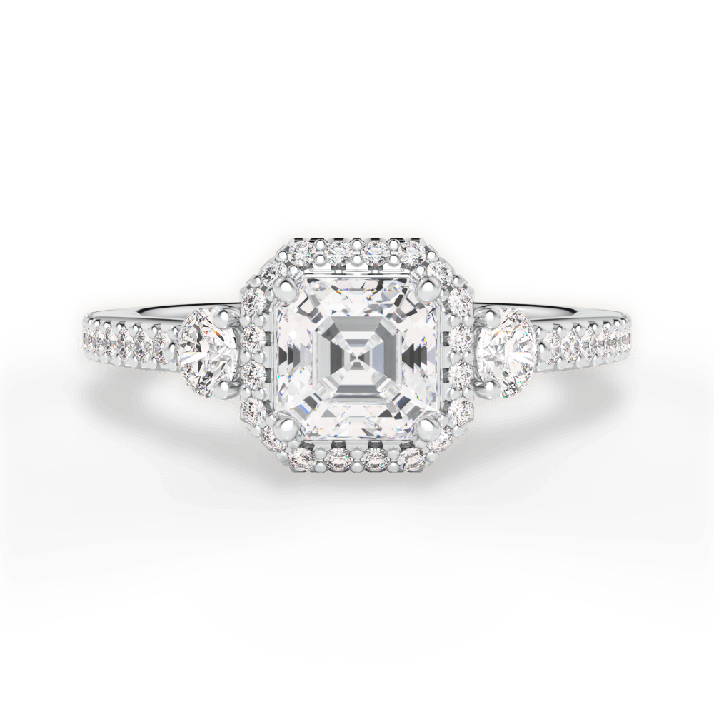 Julia Asscher Cut Lab Grown Diamond Platinum Engagement Ring