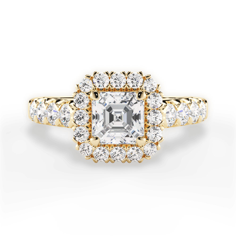 Lacey Asscher Cut Lab Grown Diamond 18Kt Yellow Gold Engagement Ring