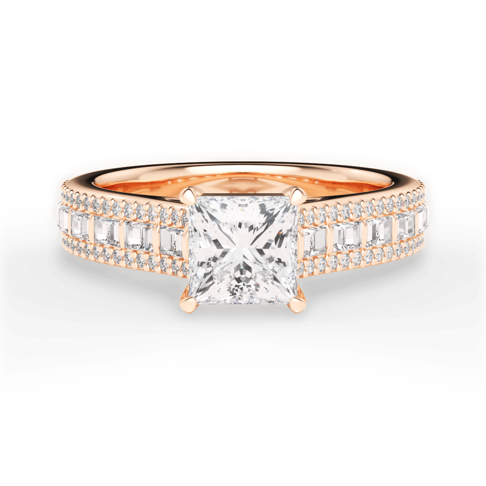 Lynn Princess Cut Lab Grown Diamond 18Kt Rose Gold Engagement Ring