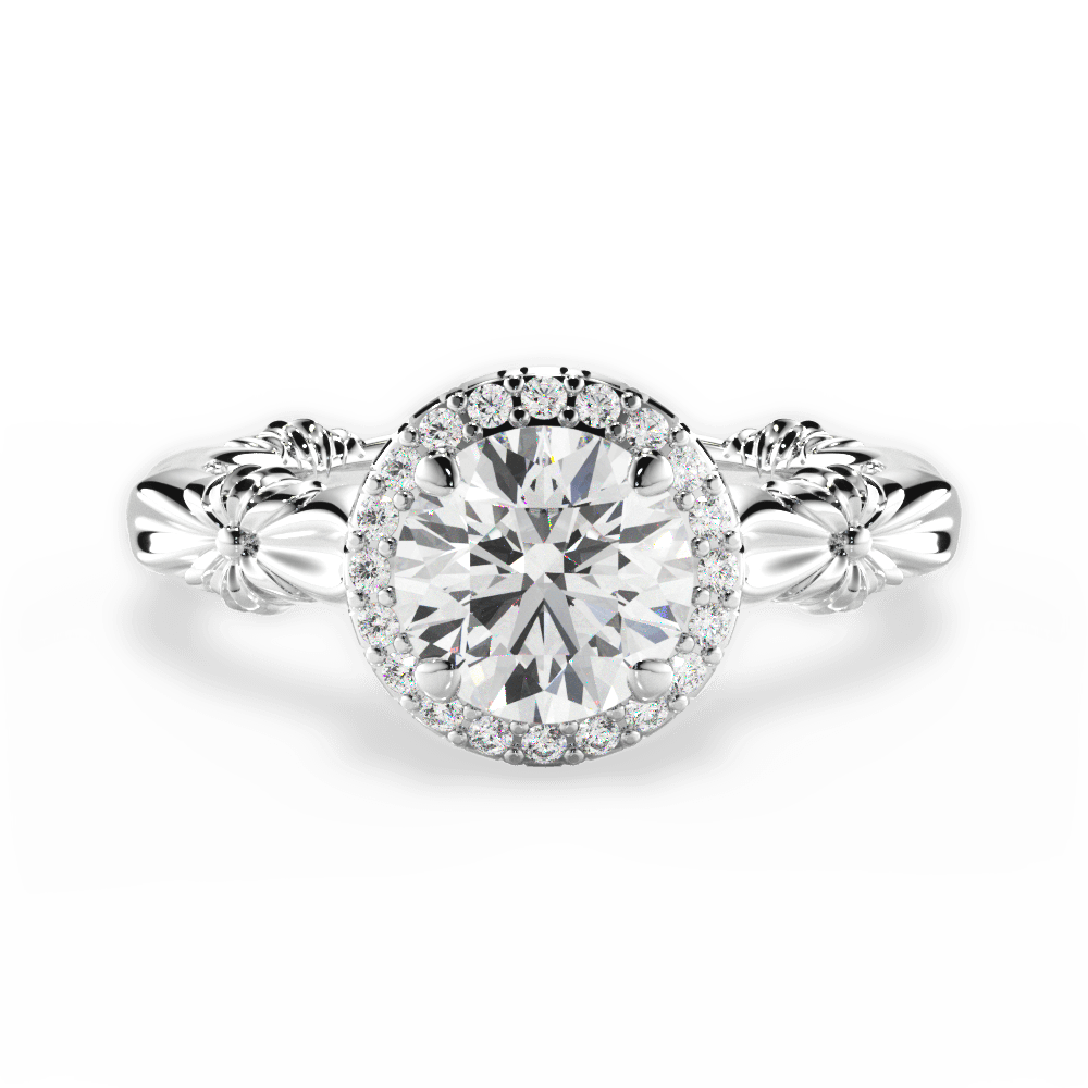 Erica Round Cut Lab Grown Diamond 14Kt White Gold Engagement Ring
