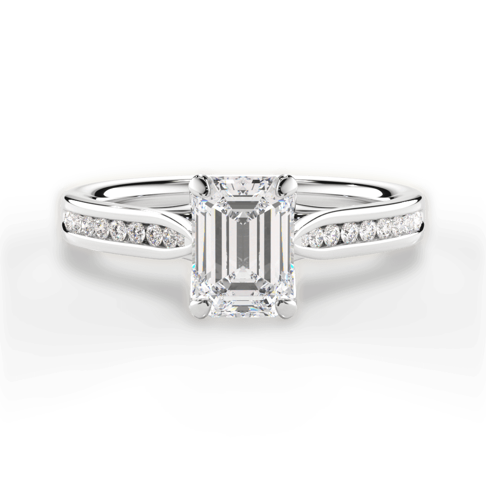 Elena Emerald Cut Lab Grown Diamond Platinum Engagement Ring