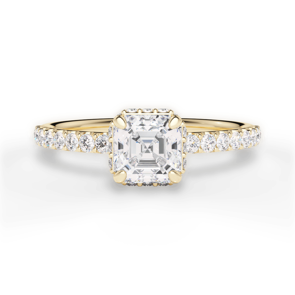 Isabella Asscher Cut Lab Grown Diamond 18Kt Yellow Gold Engagement Ring