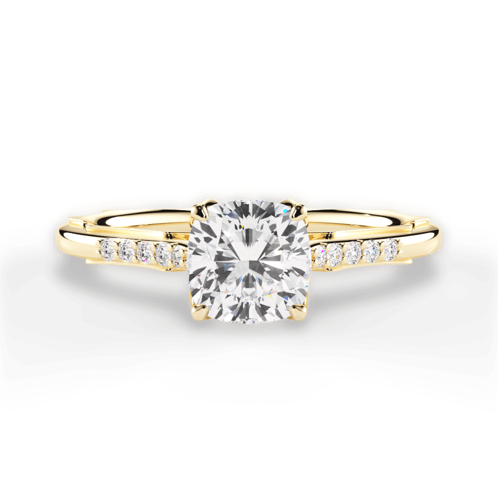 Christina Cushion Cut Lab Grown Diamond 18Kt Yellow Gold Engagement Ring