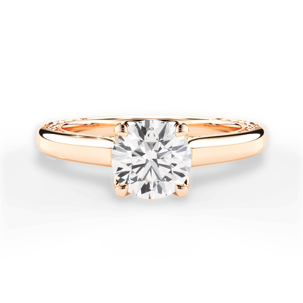 Carrie Round Cut Lab Grown Diamond 18Kt Rose Gold Engagement Ring