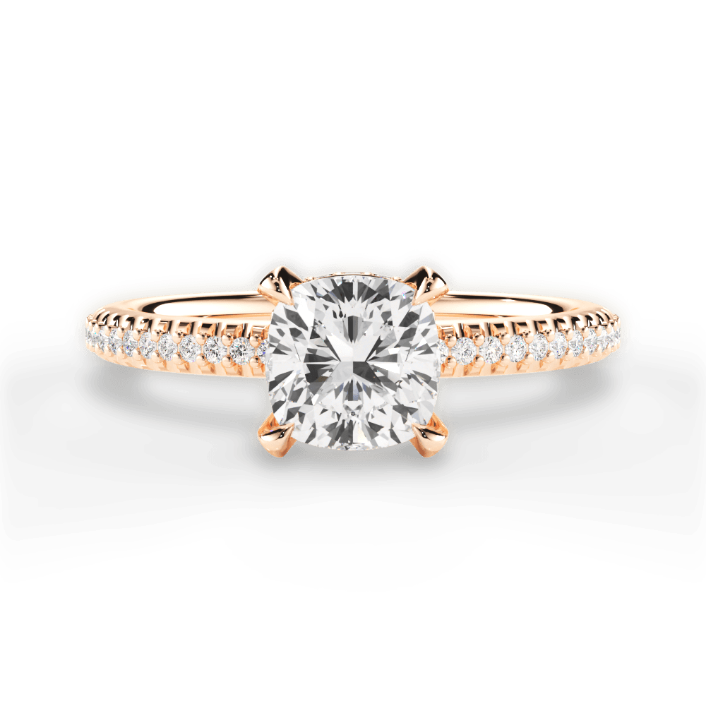 Helen Cushion Cut Lab Grown Diamond 18Kt Rose Gold Engagement Ring
