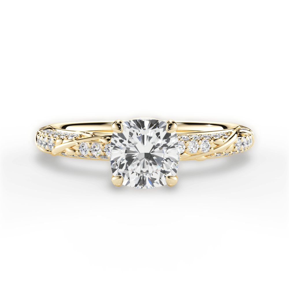 Gloria Cushion Cut Lab Grown Diamond 18Kt Yellow Gold Engagement Ring