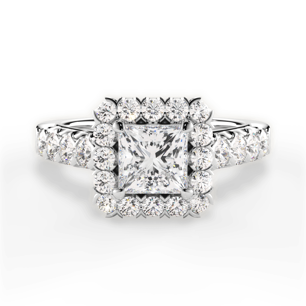 Lacey Princess Cut Lab Grown Diamond 14Kt White Gold Engagement Ring