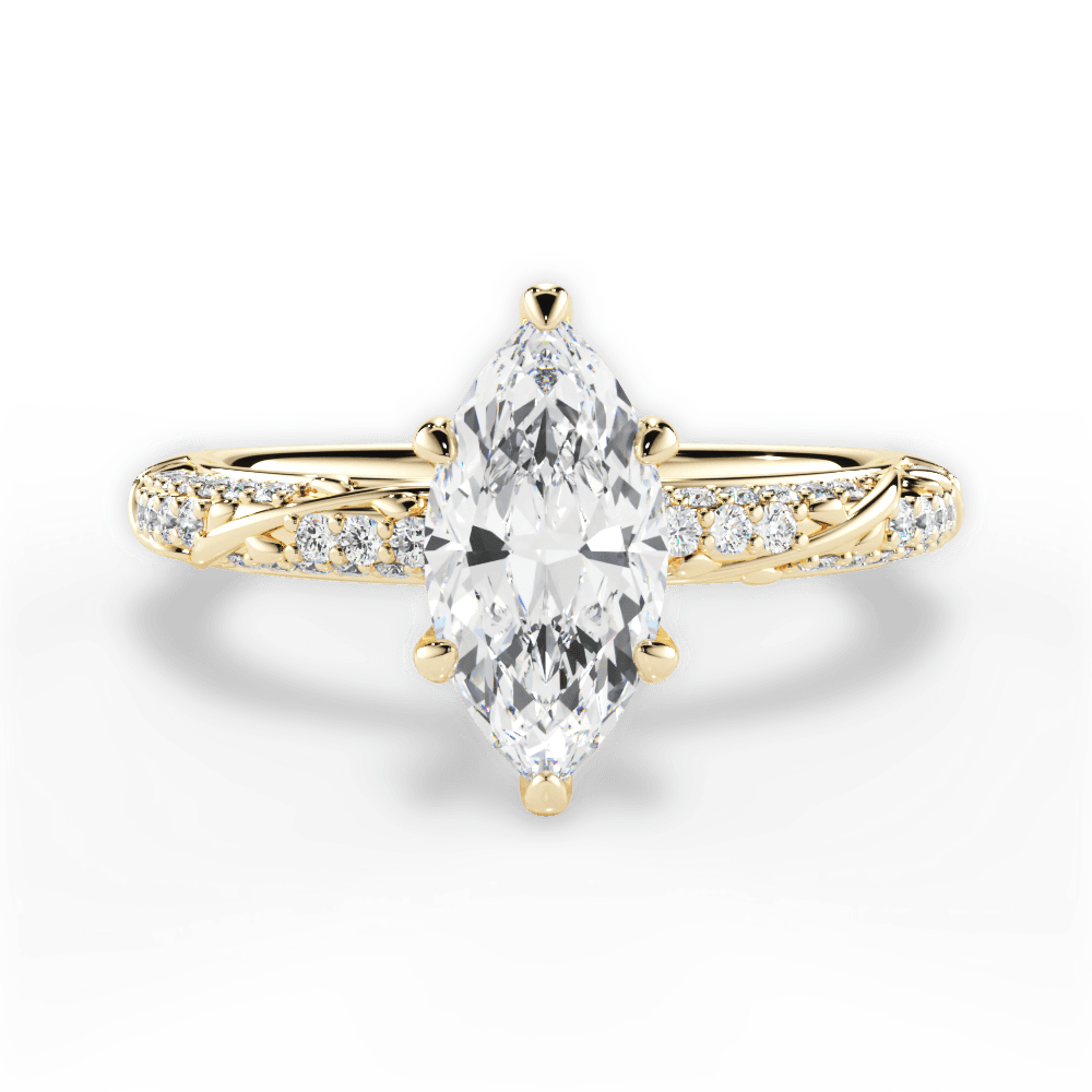 Gloria Marquise Cut Lab Grown Diamond 18Kt Yellow Gold Engagement Ring