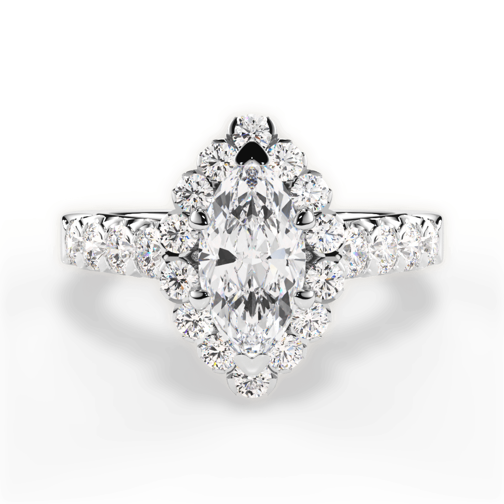 Lacey Marquise Cut Lab Grown Diamond 18Kt White Gold Engagement Ring