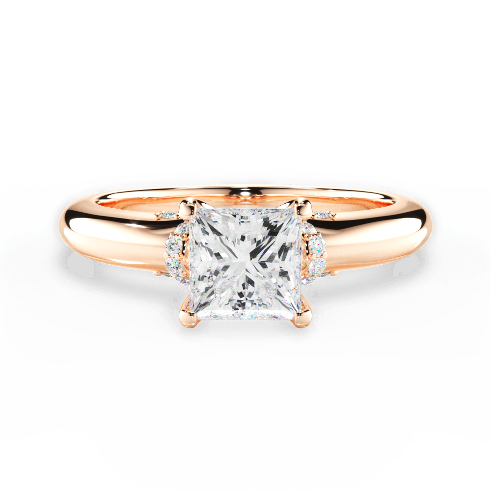 Florence Princess Cut Lab Grown Diamond 18Kt Rose Gold Engagement Ring
