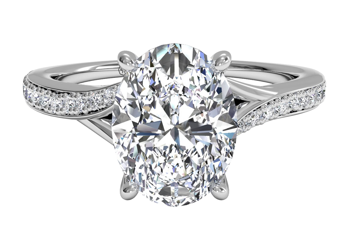Elise Oval Cut Lab Grown Diamond 14Kt White Gold Engagement Ring