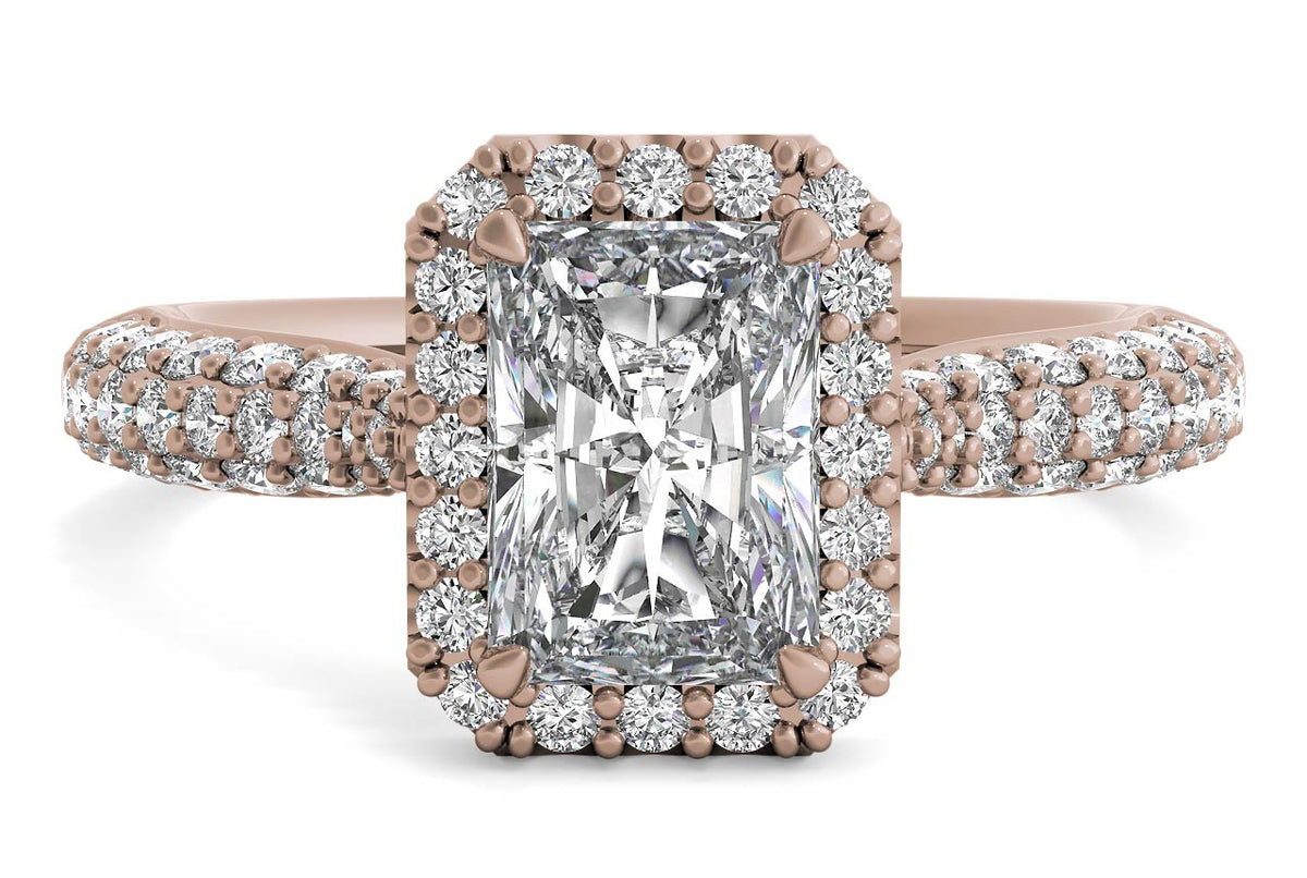 Lucy Radiant Cut Lab Grown Diamond 18Kt Rose Gold Engagement Ring