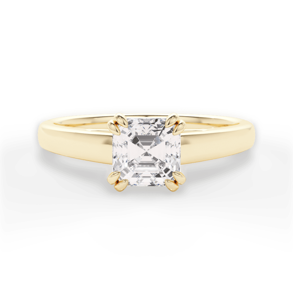 Courtney Asscher Cut Lab Grown Diamond 18Kt Yellow Gold Engagement Ring