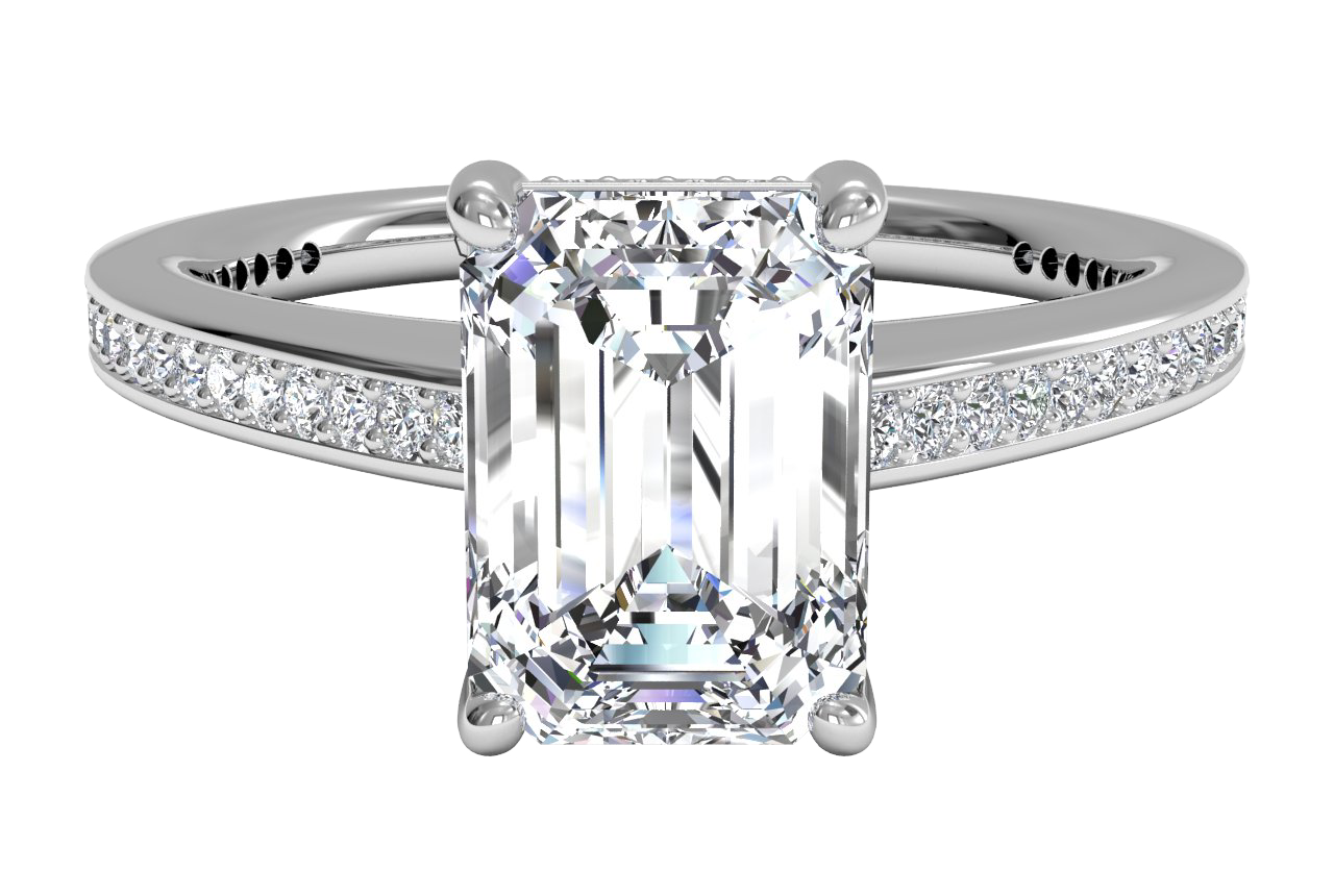 Judith Emerald Cut Lab Grown Diamond Platinum Engagement Ring