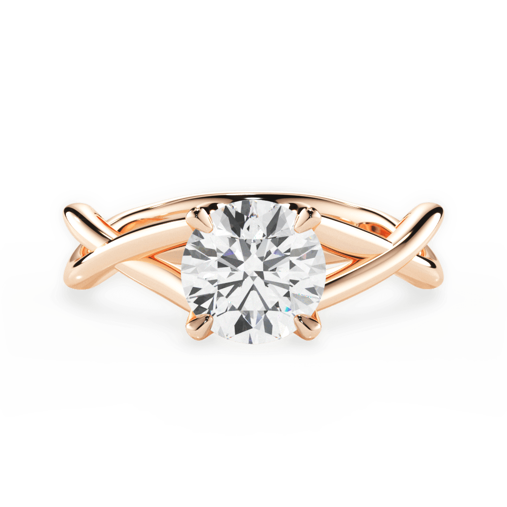 Aubrey Round Cut Lab Grown Diamond 18Kt Rose Gold Engagement Ring