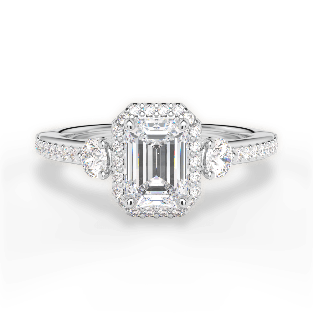 Julia Emerald Cut Lab Grown Diamond Platinum Engagement Ring