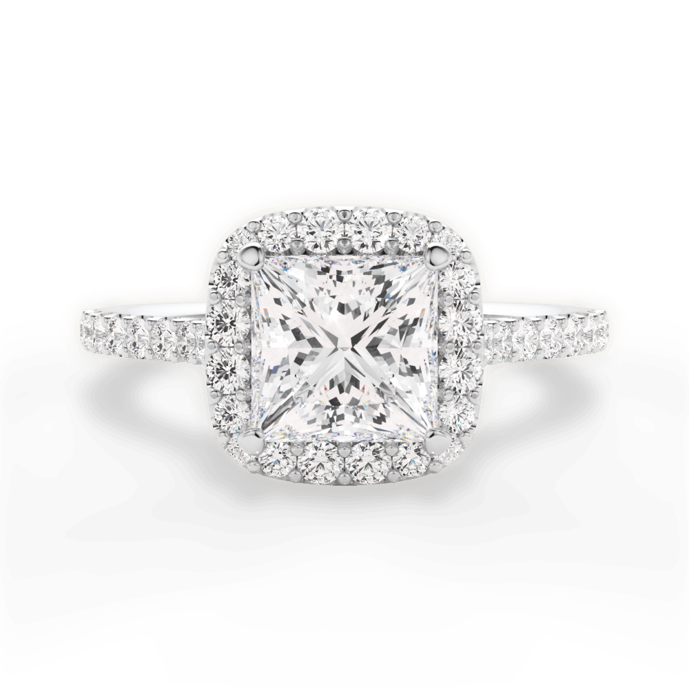 Ingrid Princess Cut Lab Grown Diamond 14Kt White Gold Engagement Ring