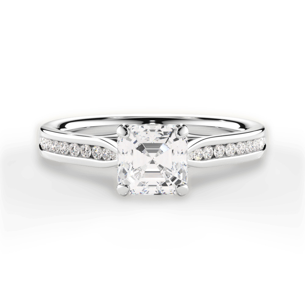 Elena Asscher Cut Lab Grown Diamond Platinum Engagement Ring
