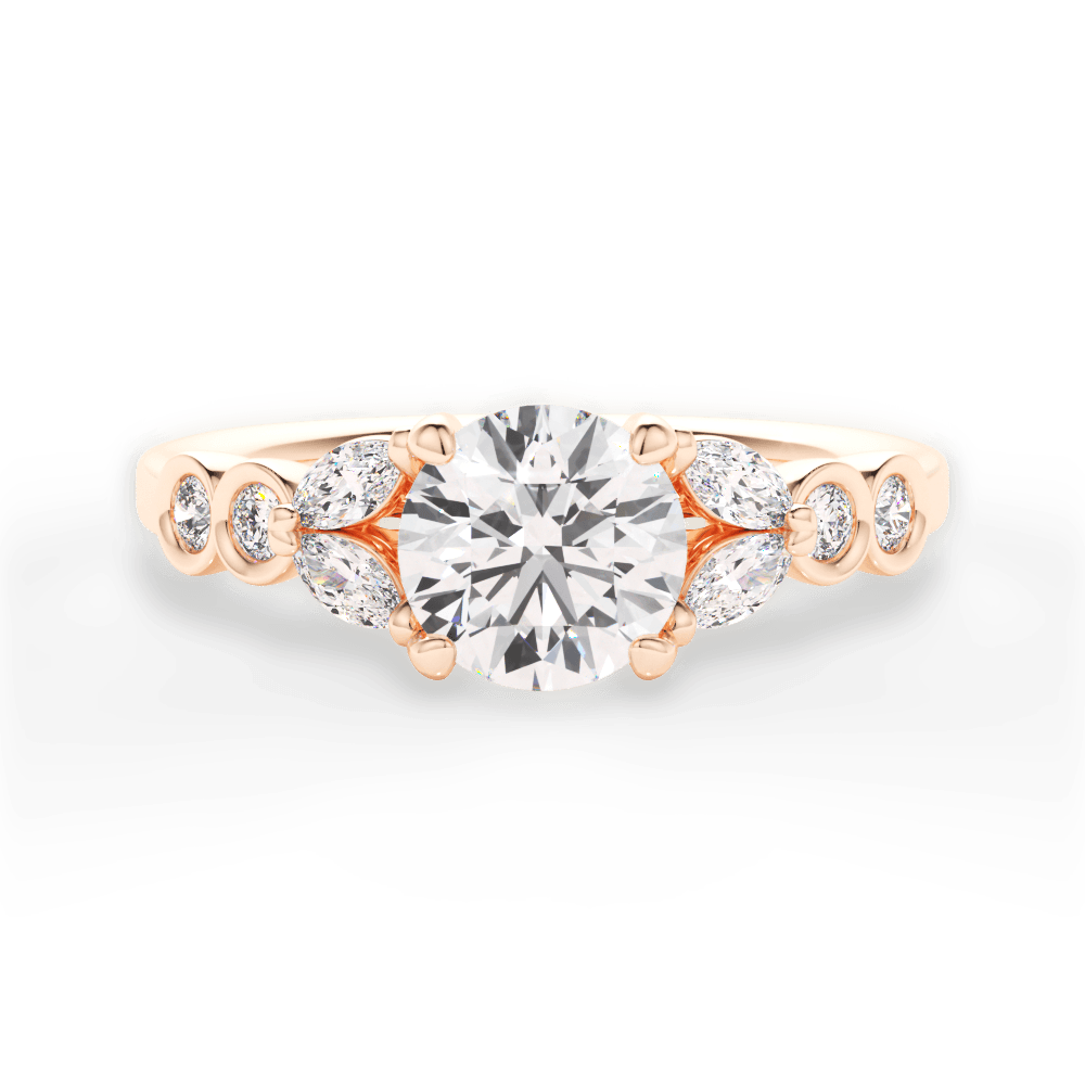Evelyn Round Cut Lab Grown Diamond 18Kt Rose Gold Engagement Ring