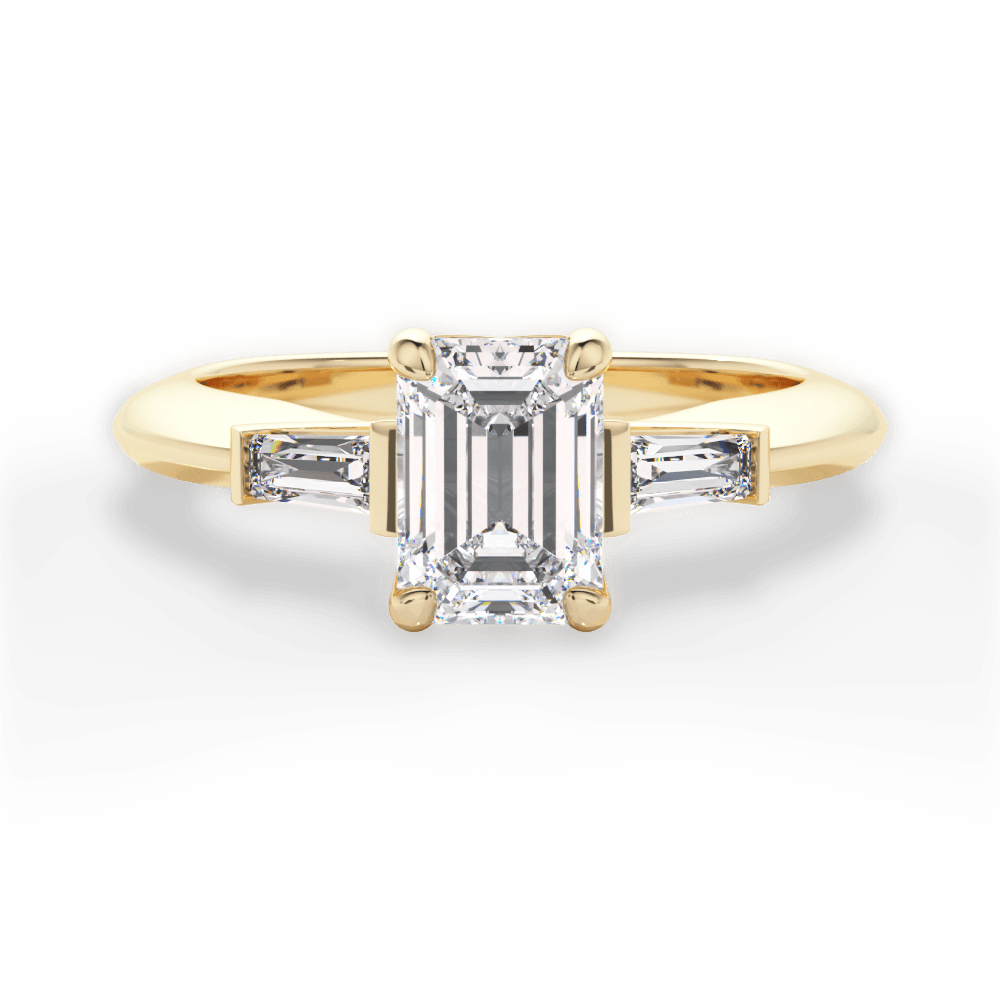 Emily Emerald Cut Lab Grown Diamond 18Kt Yellow Gold Engagement Ring