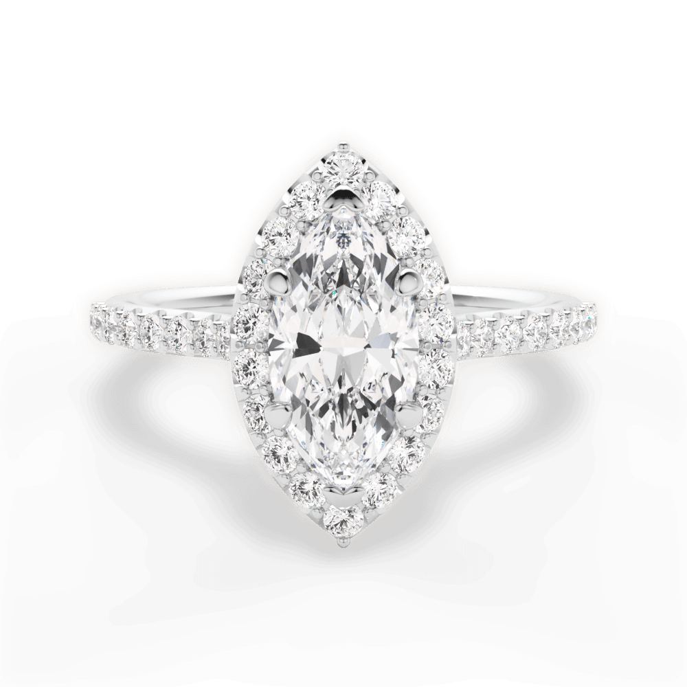 Leah Marquise Cut Lab Grown Diamond 14Kt White Gold Engagement Ring