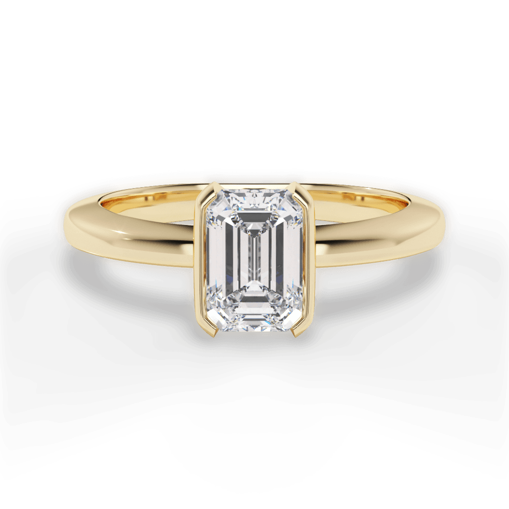 Bridget Emerald Cut Lab Grown Diamond 18Kt Yellow Gold Engagement Ring