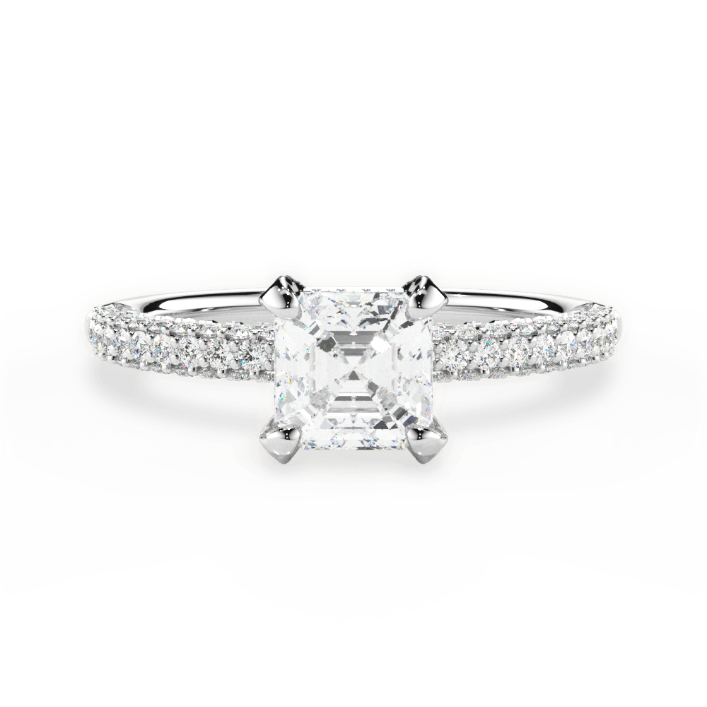 Lisa Asscher Cut Lab Grown Diamond 14Kt White Gold Engagement Ring