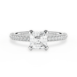 Lisa Asscher Cut Lab Grown Diamond 18Kt White Gold Engagement Ring