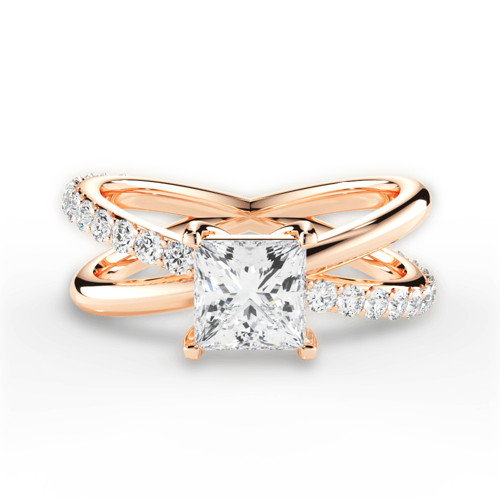 Jennifer Princess Cut Lab Grown Diamond 18Kt Rose Gold Engagement Ring
