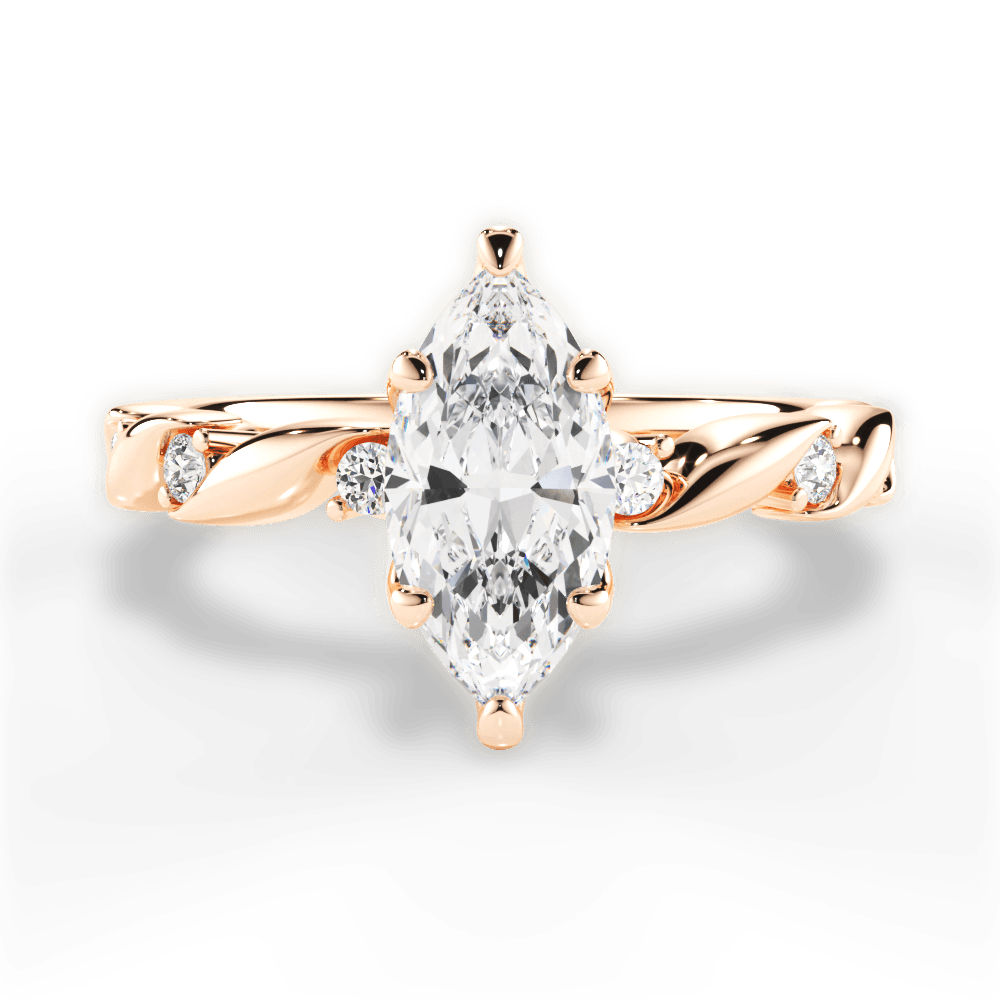 Emma Marquise Cut Lab Grown Diamond 18Kt Rose Gold Engagement Ring